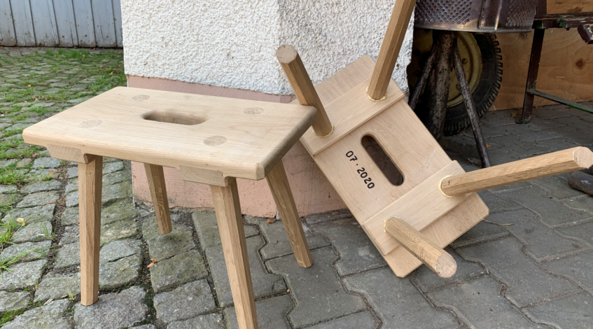 Melkschemel aus Holz (Gravur nach Absprache möglich)